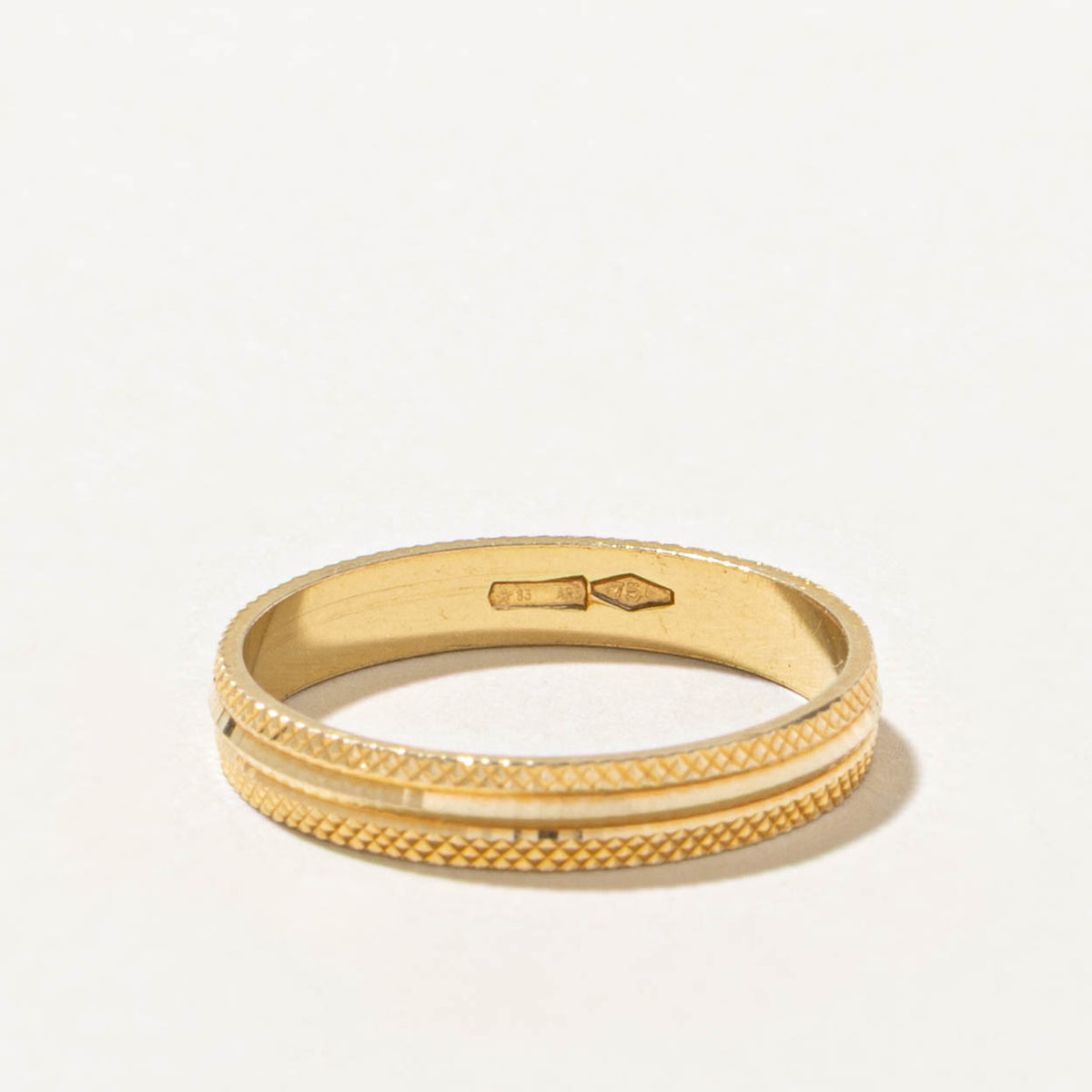 Italian Yellow Gold Diamond-Cut Band | 3.3mm | SZ 7.5