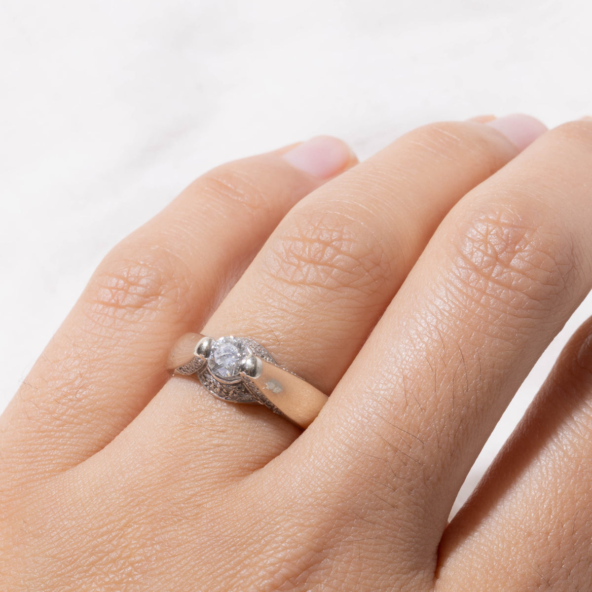 14k Diamond Pave Set Accented Geometric Ring | 0.38ct I2 I, 0.21ctw | SZ 6