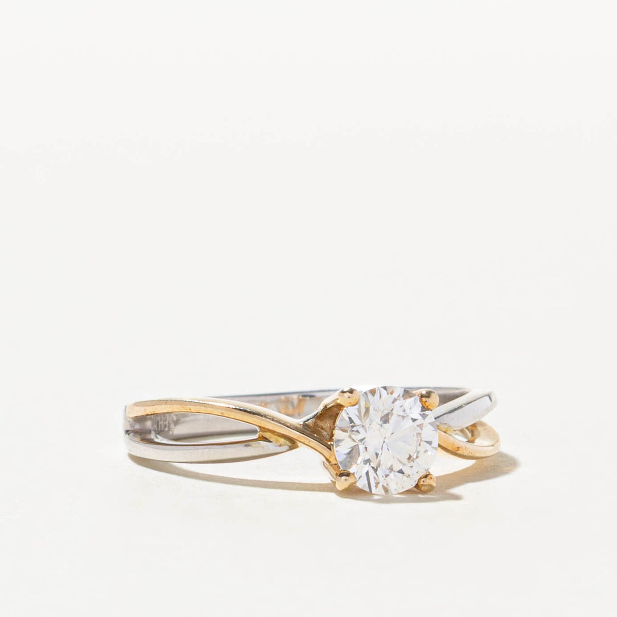 GIA Solitaire Diamond Two Tone Crossover Ring | GIA 0.73ct SI2 G Ex | SZ 7