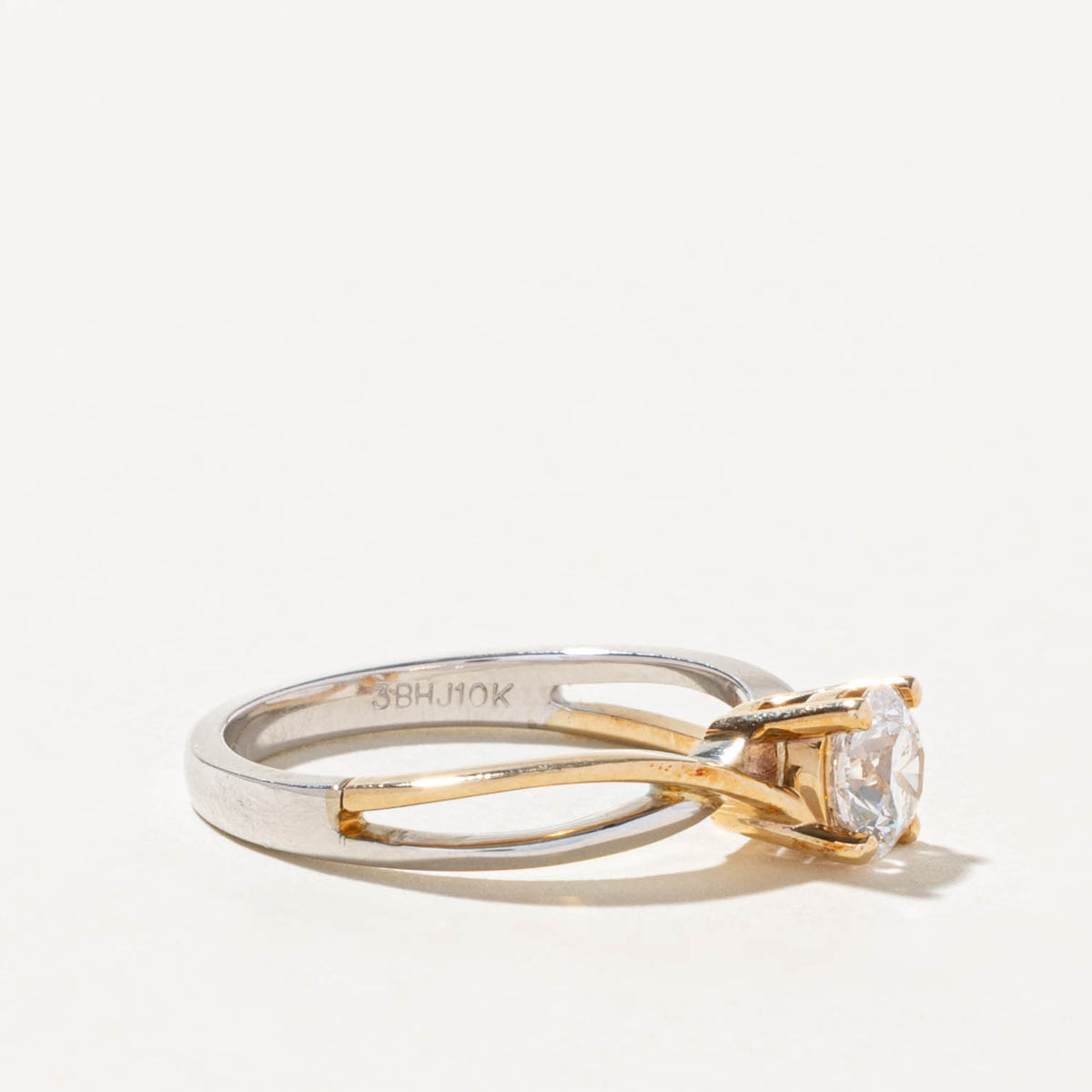 GIA Solitaire Diamond Two Tone Crossover Ring | GIA 0.73ct SI2 G Ex | SZ 7