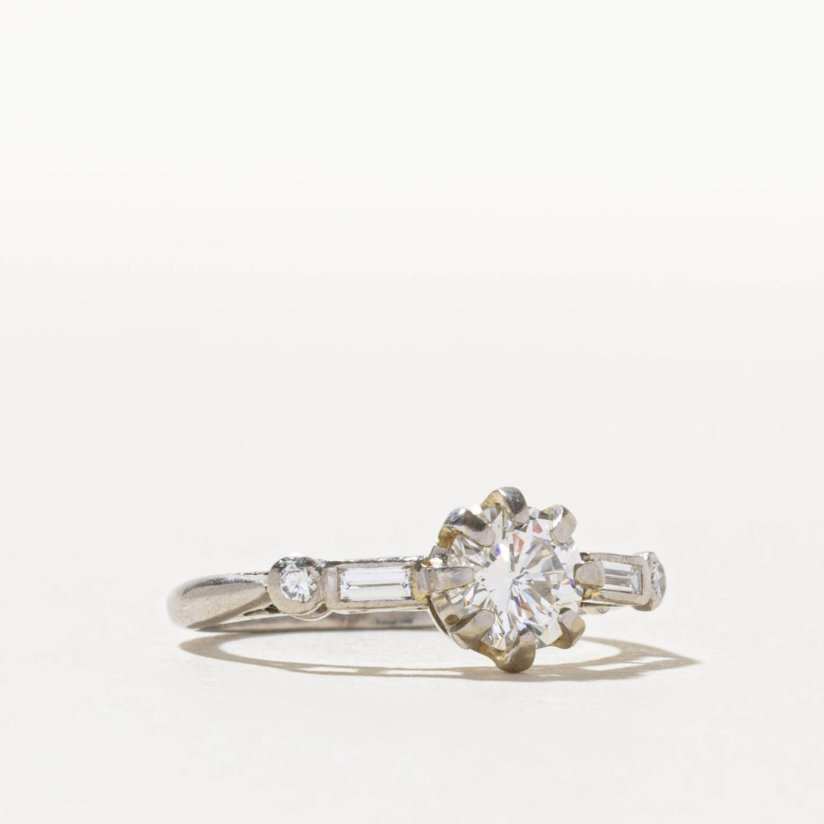 950 Platinum Diamond Baguette Cut Accented Ring | 0.67ct VS2/SI1 H/I, 0.28ctw | SZ 4.75