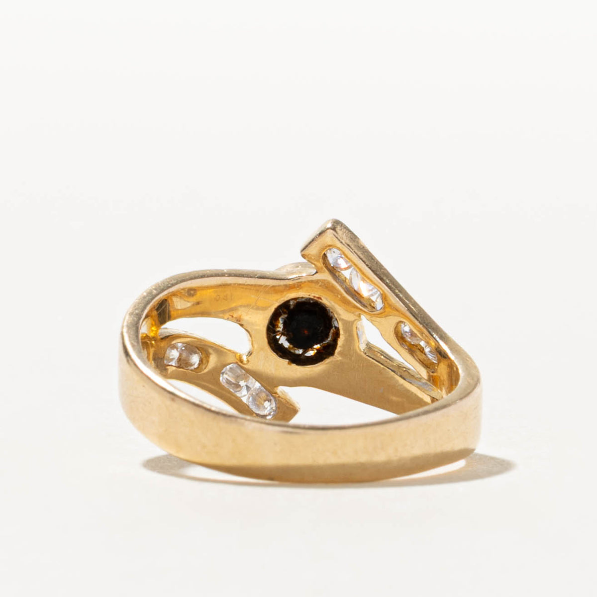 14k Bezel Set Diamond Bypass Ring | 0.31ct VS2 G/H, 0.12ctw | SZ 6