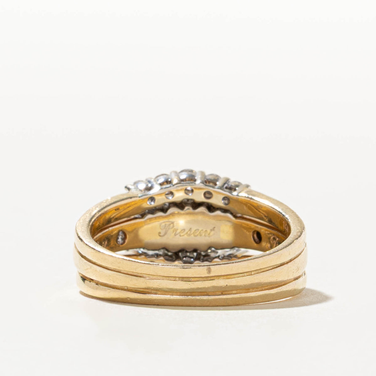 14k Diamond Channel Set Accented Soldered Wedding Ring Set | 0.58ct I2 G, 0.64ctw | SZ 8.5
