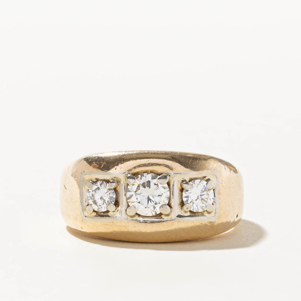 Three Stone Diamond Statement Ring | 0.51ct VS1/VS2 K, 0.40ctw | SZ 10