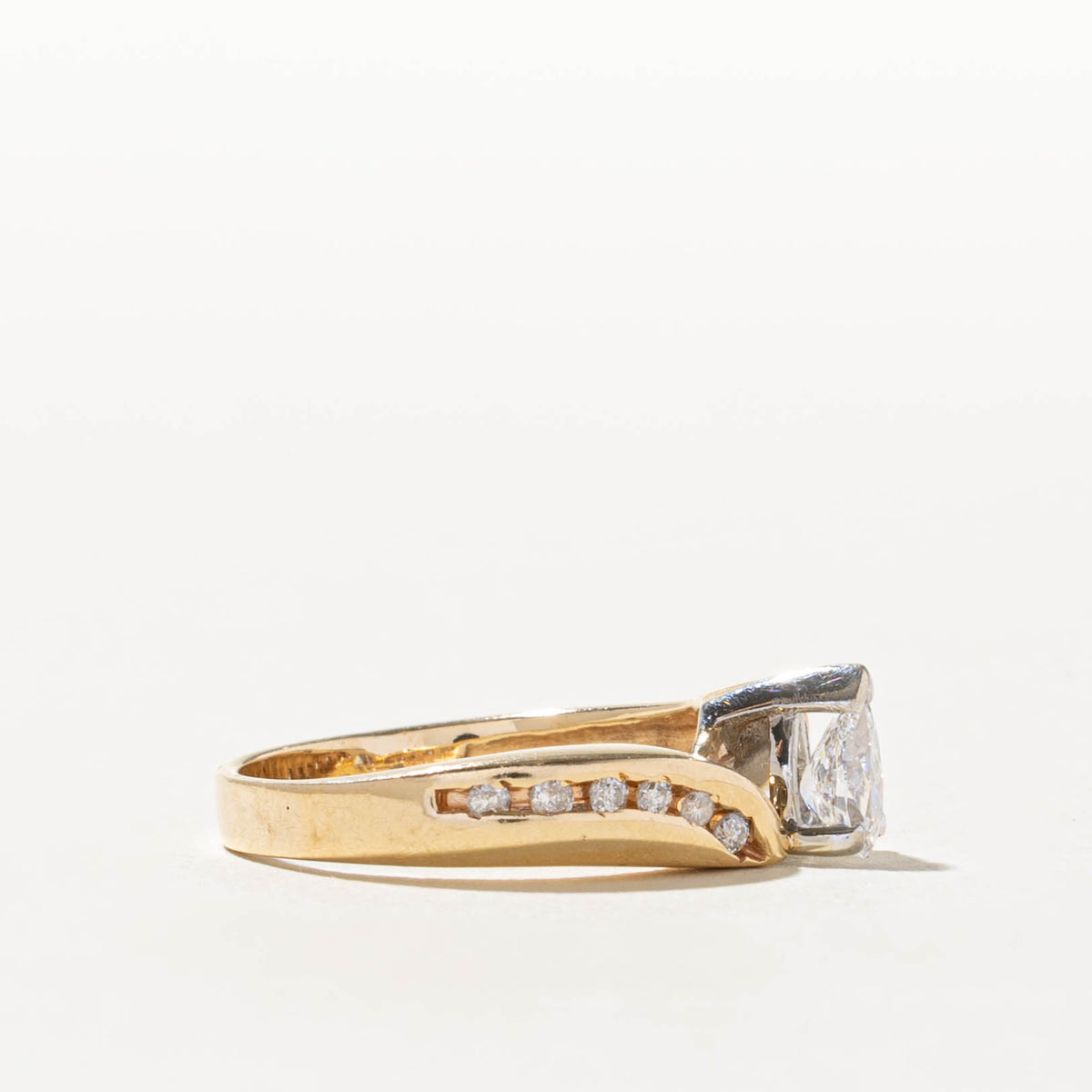 14k Pear Cut Diamond Accented Bypass Ring | 0.50ct SI2 F, 0.15ctw | SZ 6.25