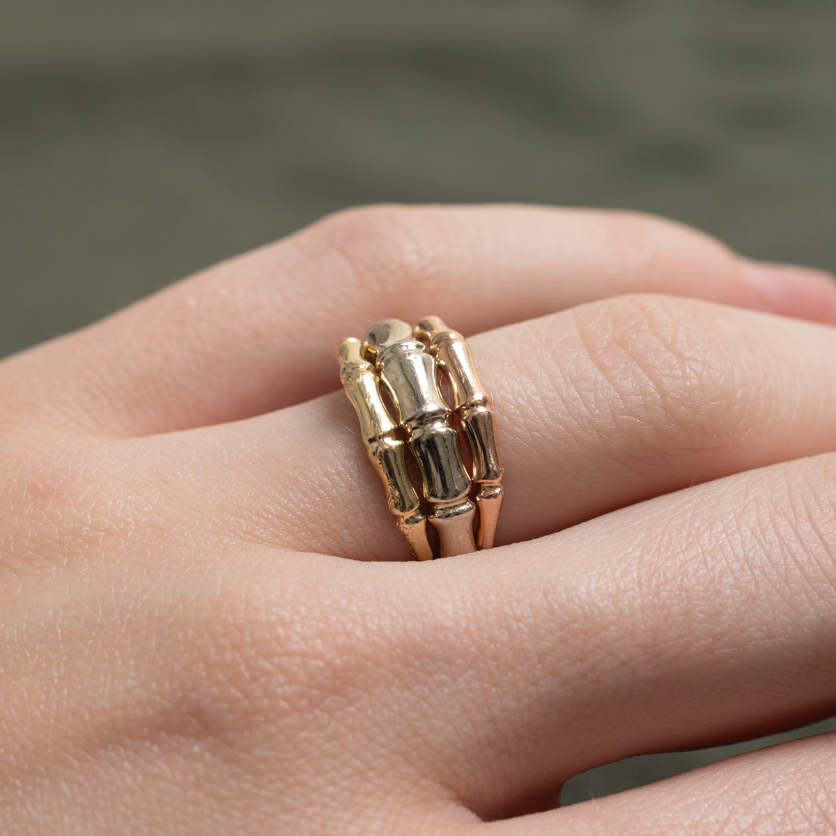 14k Tri Tone Layered Bamboo Band | 9.45mm | SZ 6