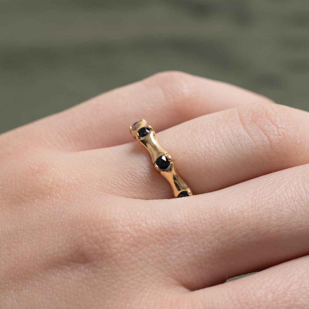 14k Eternity Sapphire Grooved Band | 0.60ctw | 3.7mm | SZ 6
