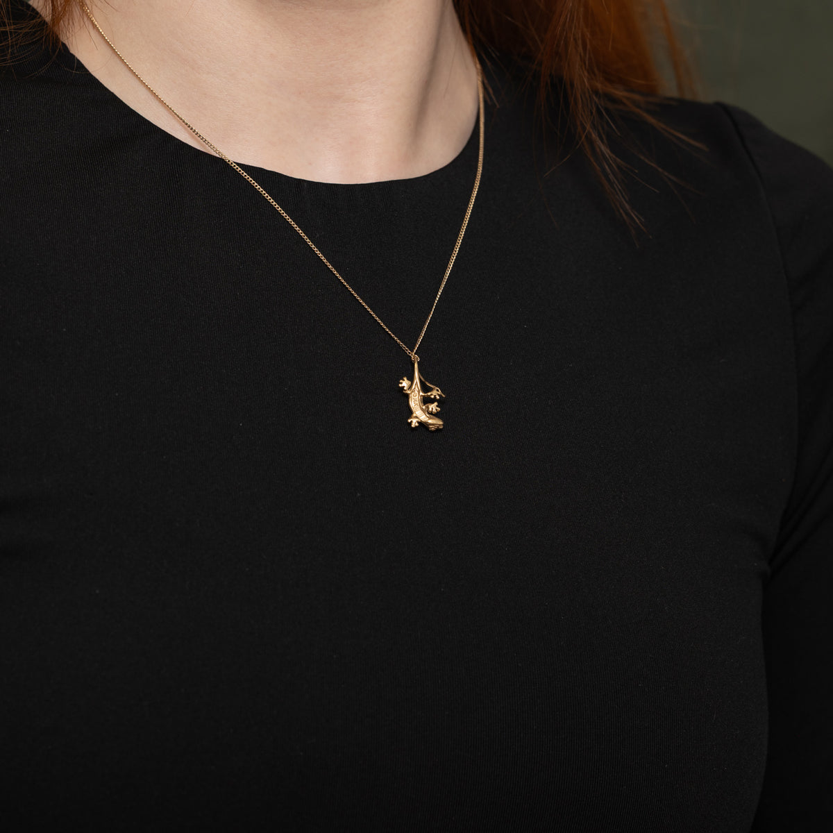 14k Yellow Gold Gecko Pendant