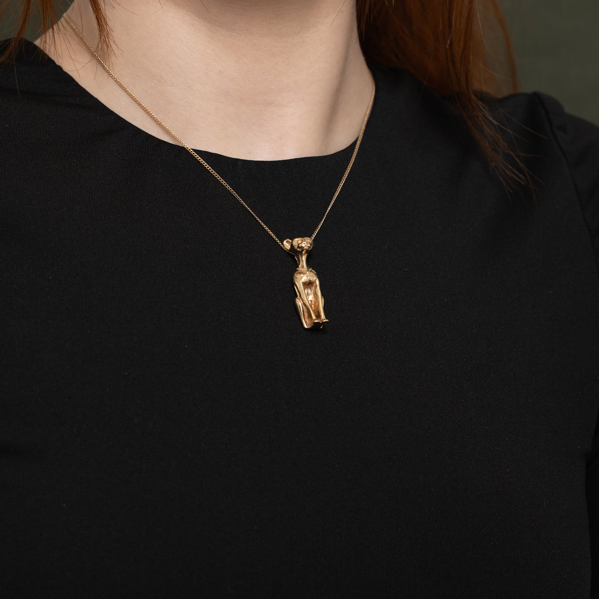 14k Yellow Gold Sitting Cat Pendant