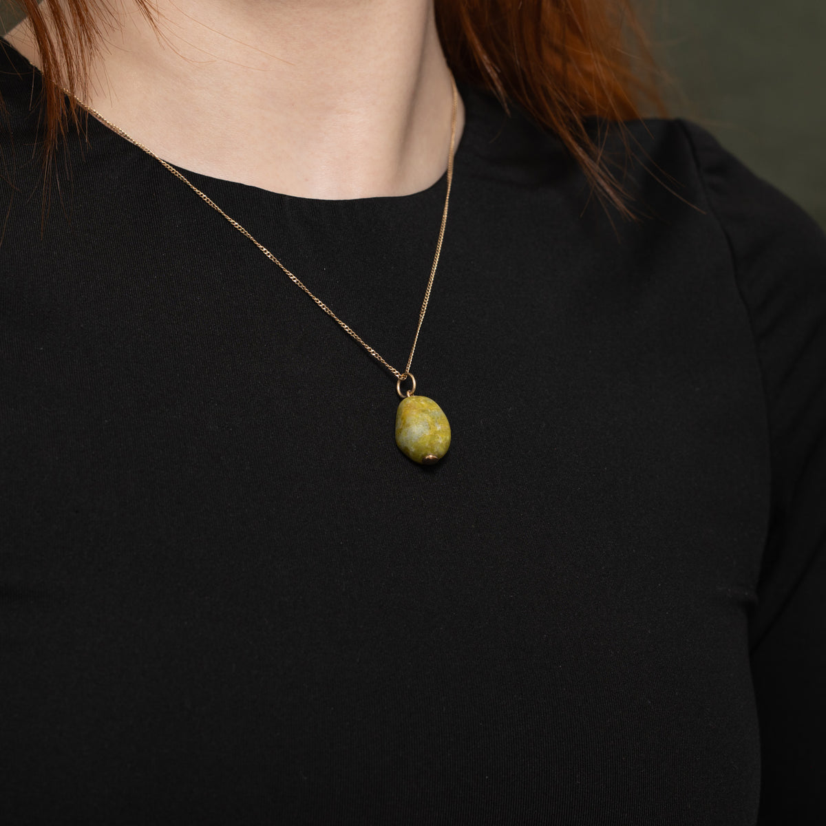 9k Cabochon Hydrogrossular Garnet Pendant | 22.00ct