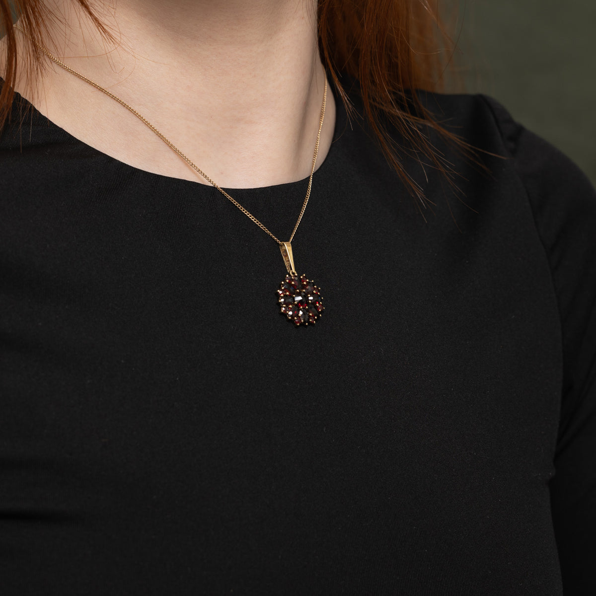 14k Garnet Cluster Floral Pendant | 5.15ctw