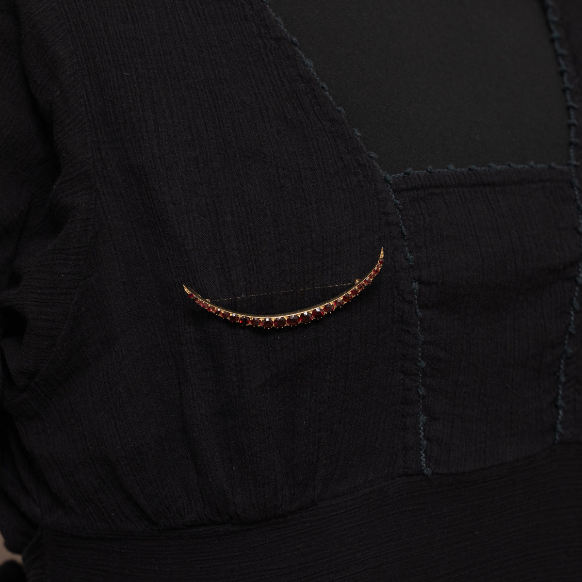 14k Garnet Crescent Moon Brooch | 3.75ctw