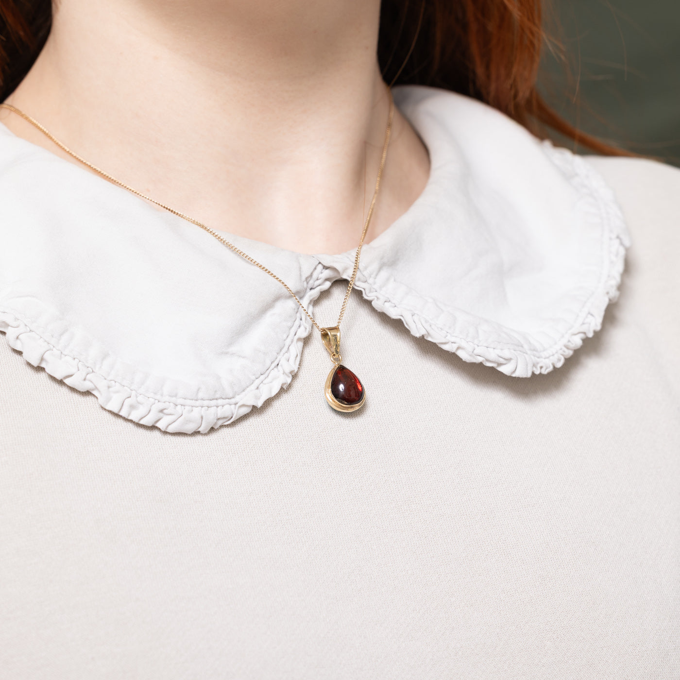 14K Pear Cabochon Garnet & Larimar Pendant | 8.50ctw