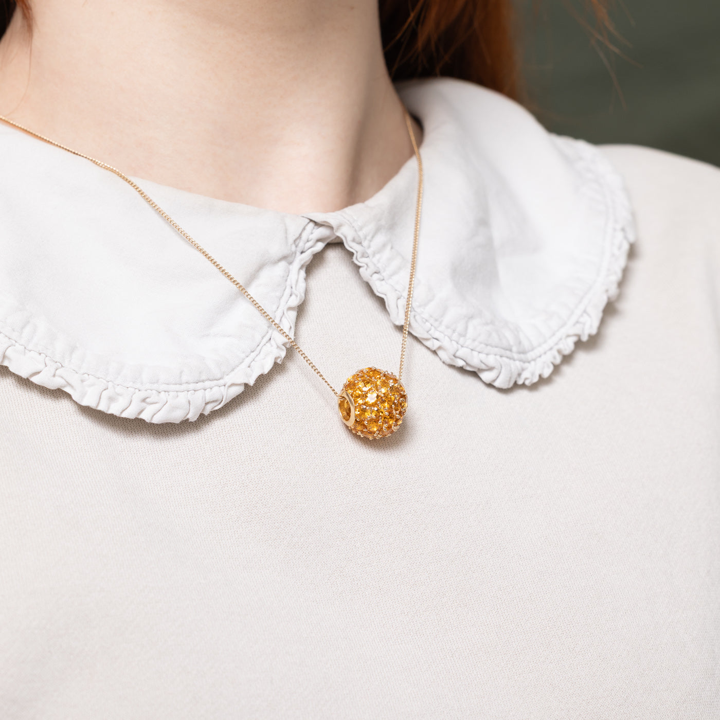 Pendentif géométrique en citrine taille ronde 14 carats | 10,00 ct