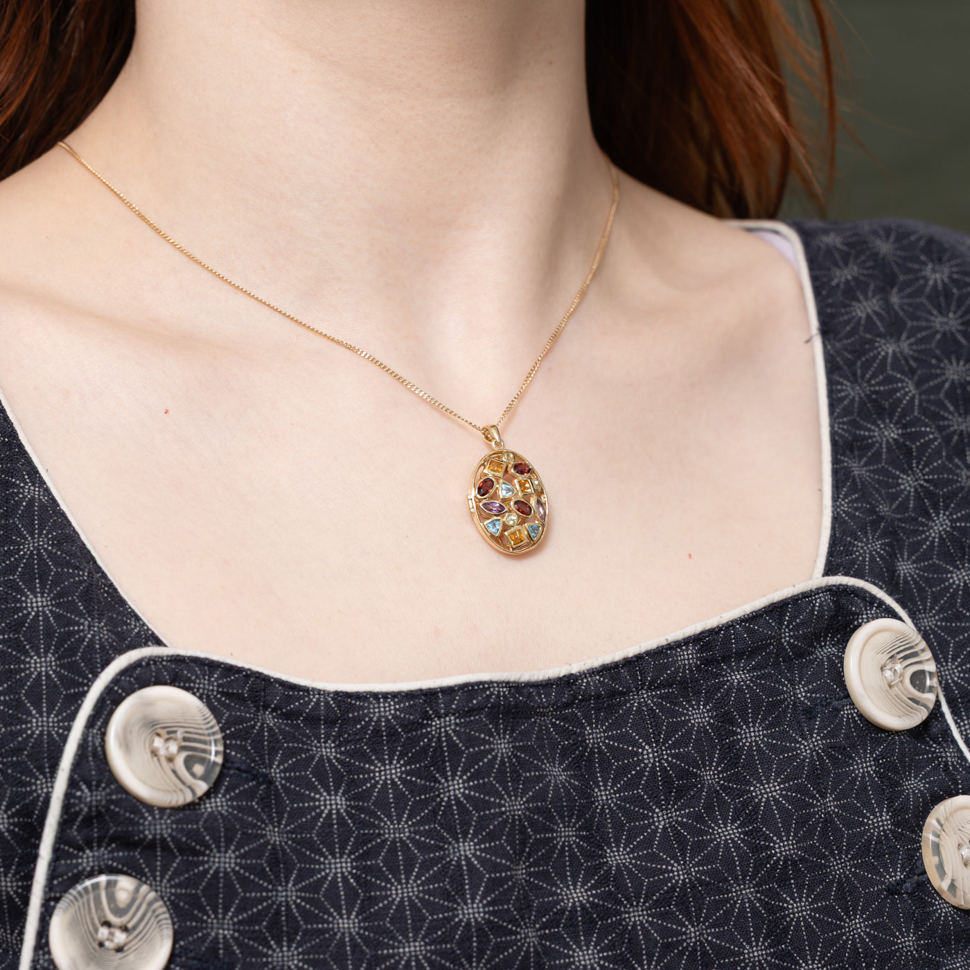 Pendentif en or 10 carats serti de plusieurs pierres précieuses | 2,00 ct au total