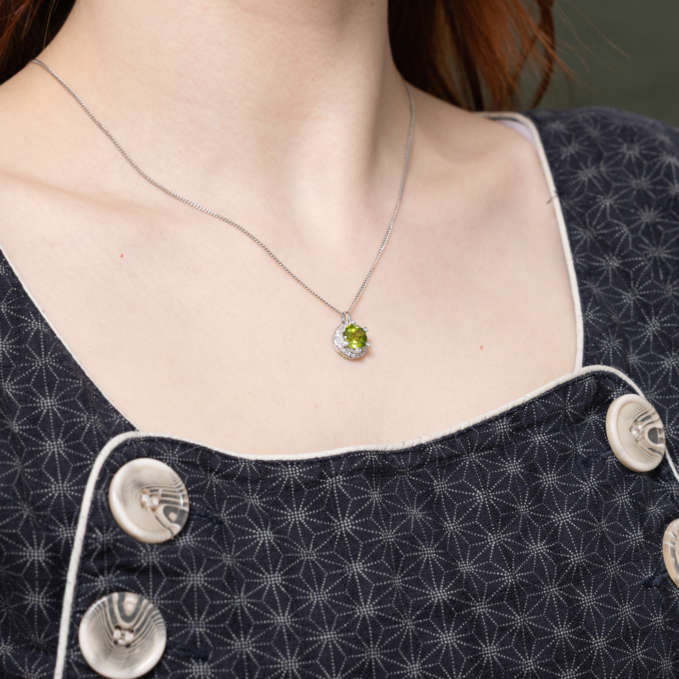 18K Peridot & Diamond Halo Pendant | 2.20ct, 0.15ctw