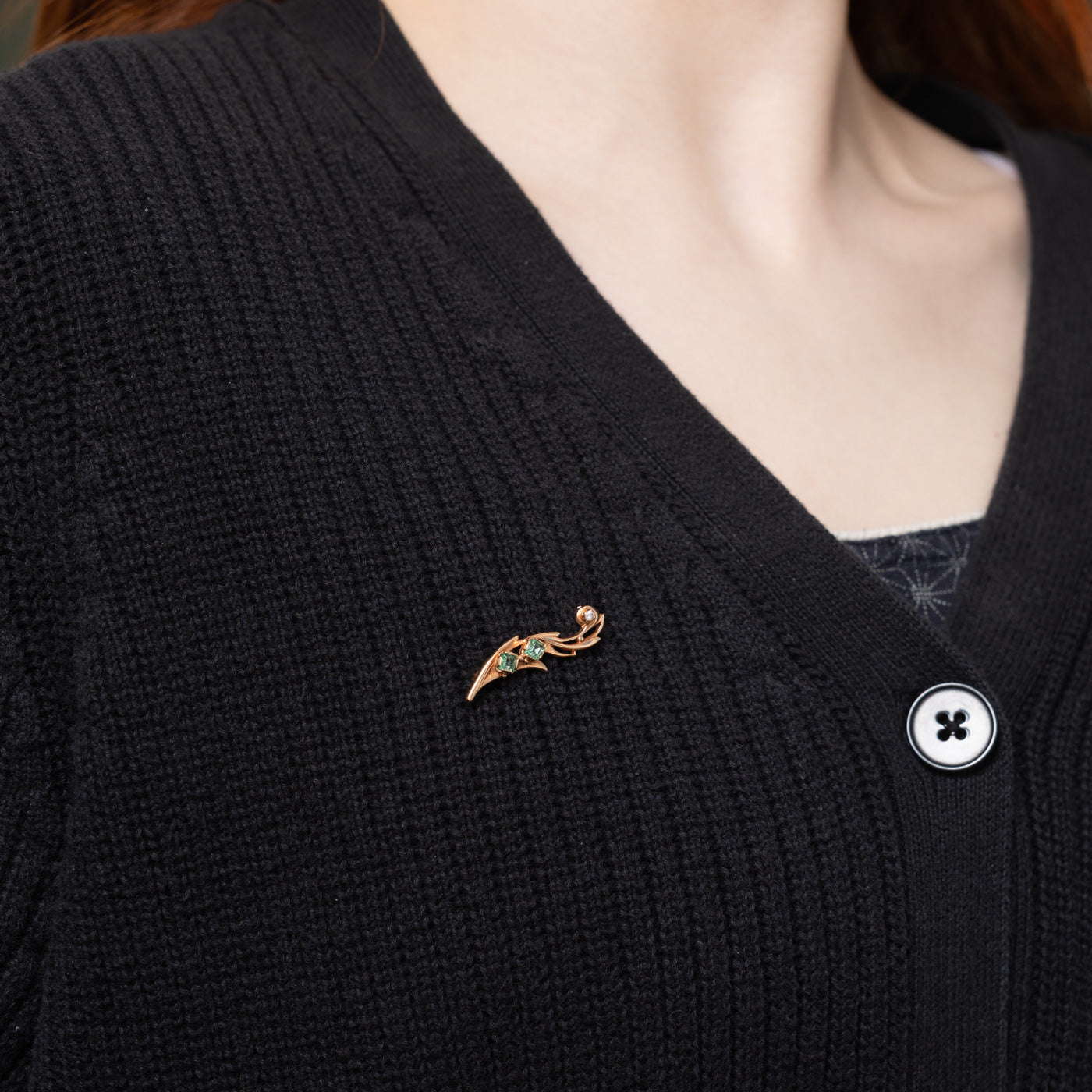 14K Two Stone Glass Abstract Brooch | 0.42ctw