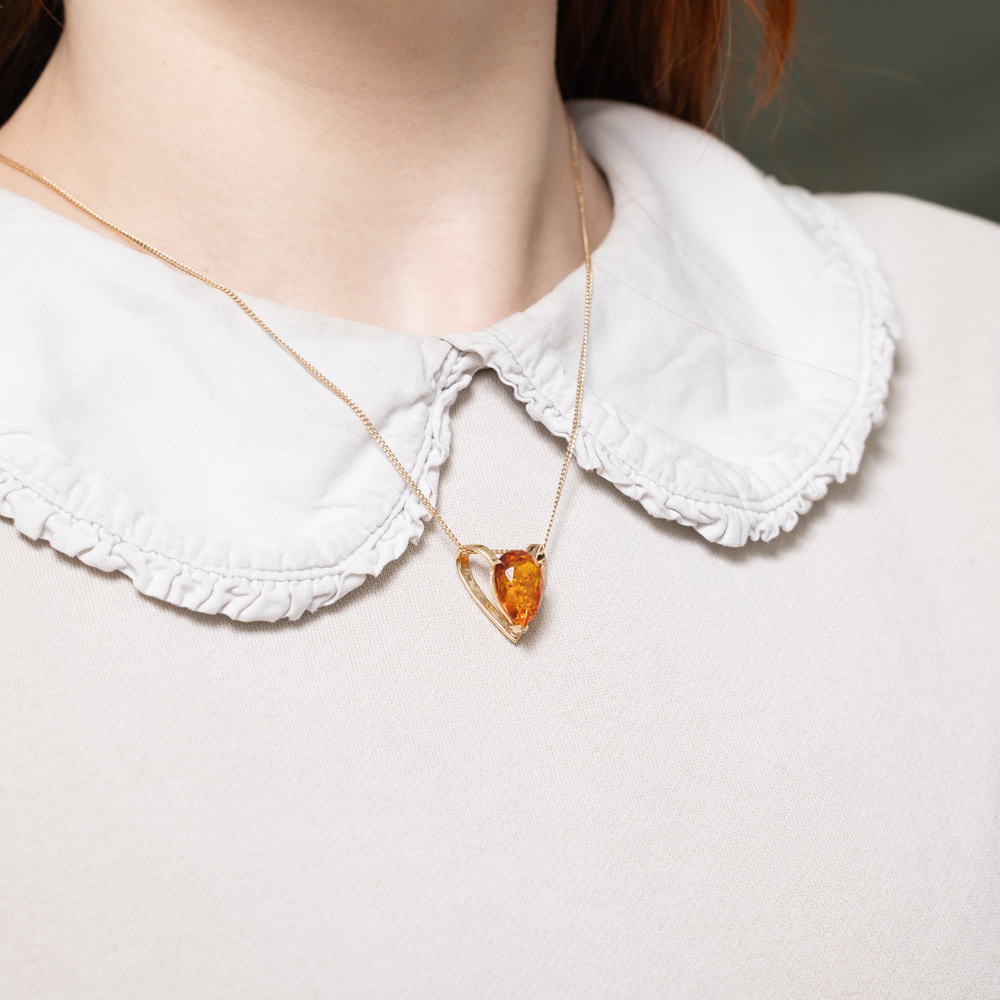 10K Pear Cut Amber Heart Pendant | 2.50ct