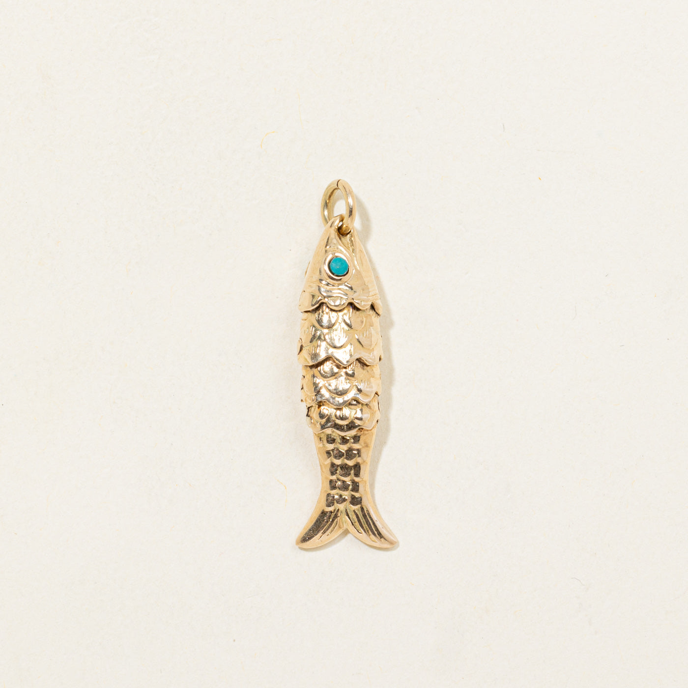 14K Glass Articulated Fish Charm | 0.04ctw