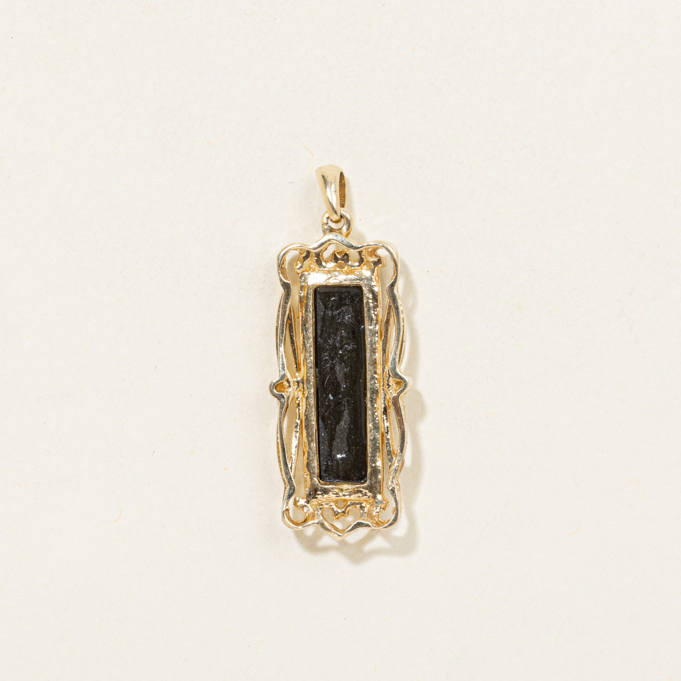 Pendentif barrette en ammolite sertie clos en or 14 carats | 3,00 ct