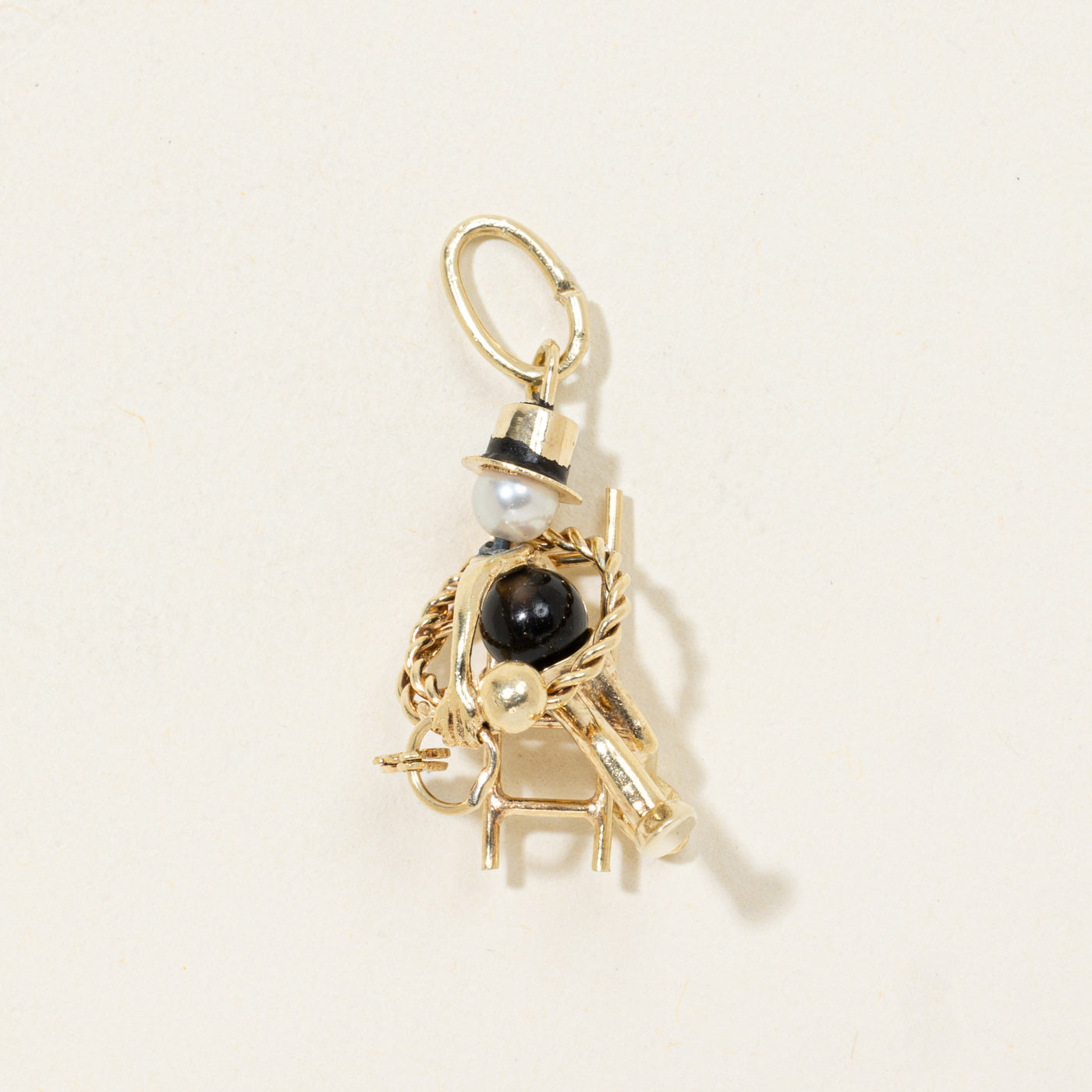 Austrian 14K Onyx & Pearl Lucky Charm Man Charm | 0.50ct