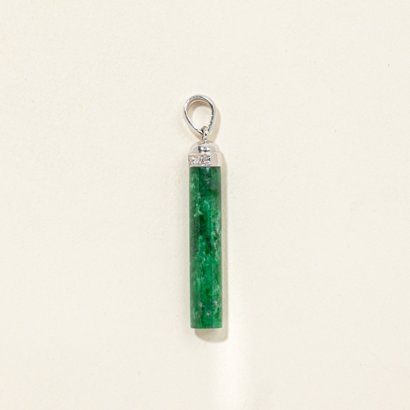 18k White Gold Quartzite & Diamond Bar Pendant | 15.00ct, 0.05ctw