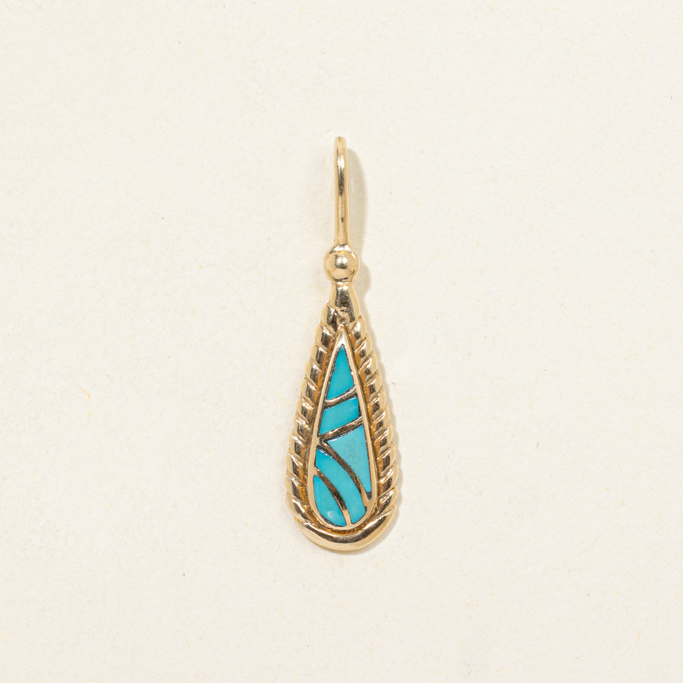 14K Resin Inlay Textured Teardrop Pendant