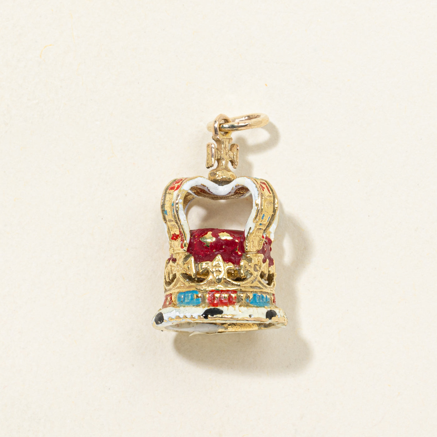 10K Yellow Gold Enamel Crown Charm