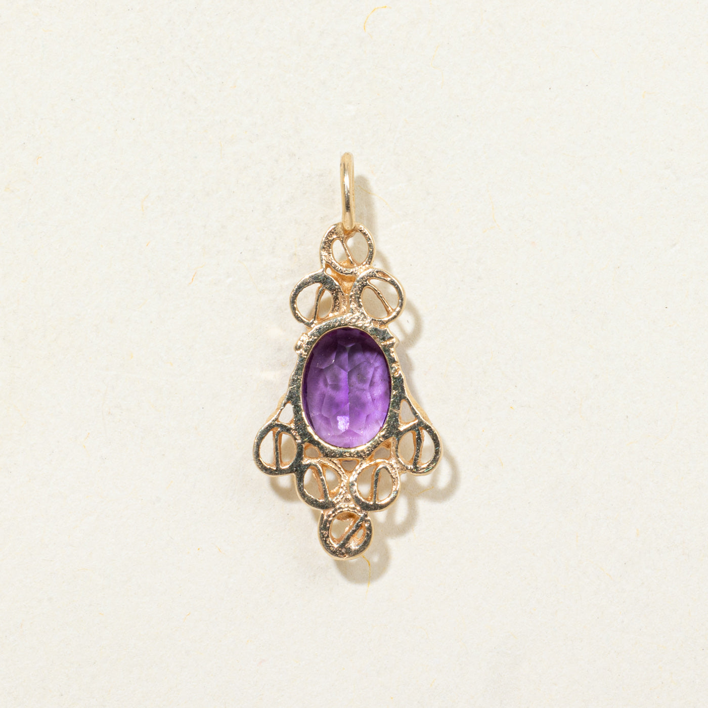 14K Oval Cut Amethyst Openwork Pendant | 1.00ct
