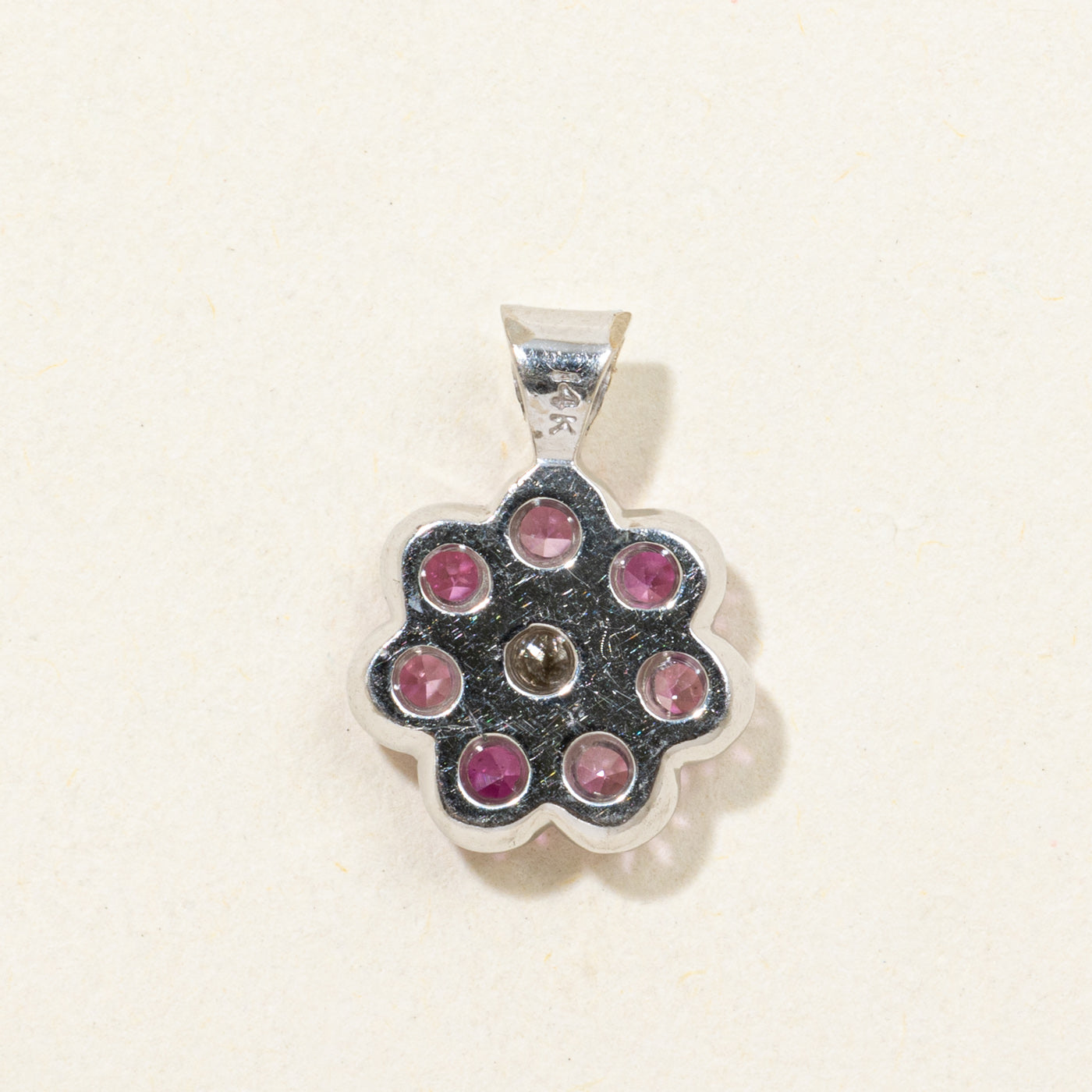 14K Pink Sapphire & Diamond Flower Pendant | 0.80ctw, 0.20ct
