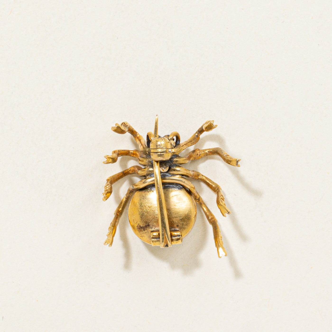 14K Garnet & Pearl Spider Brooch | 0.02ctw