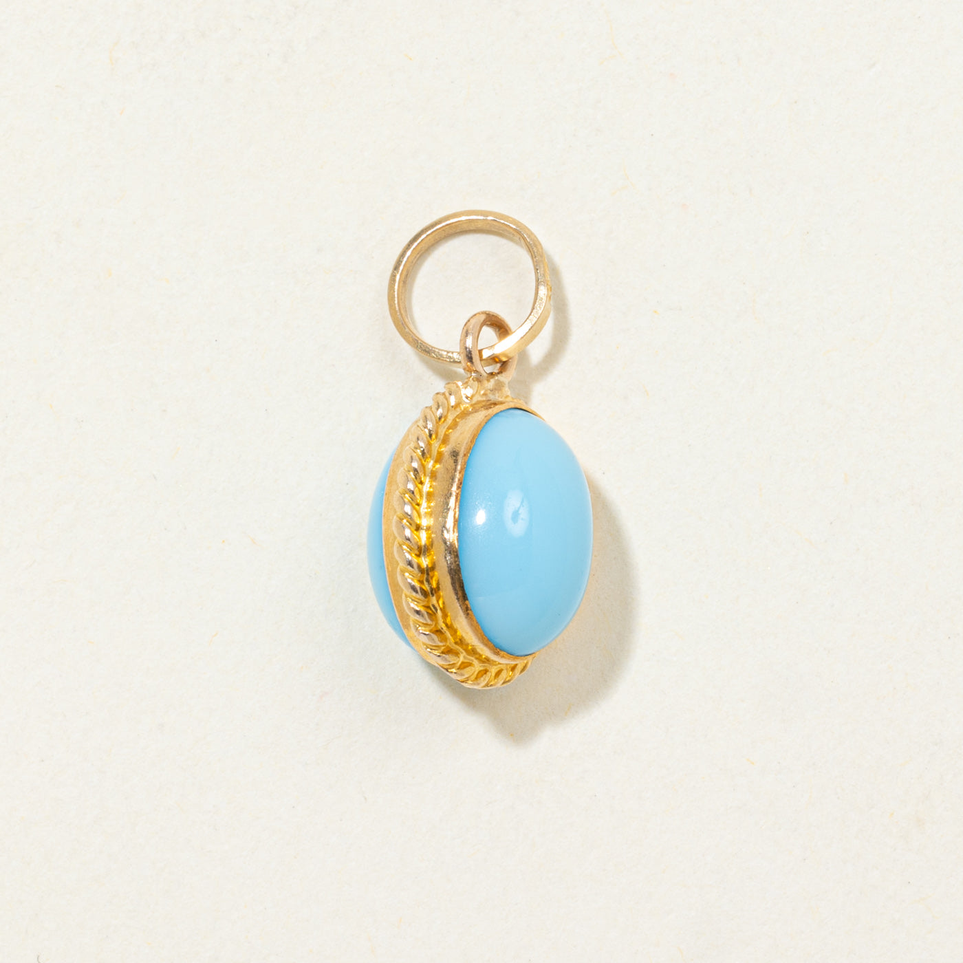 18K Solitaire Cabochon Turquoise Pendant | 5.00ctw