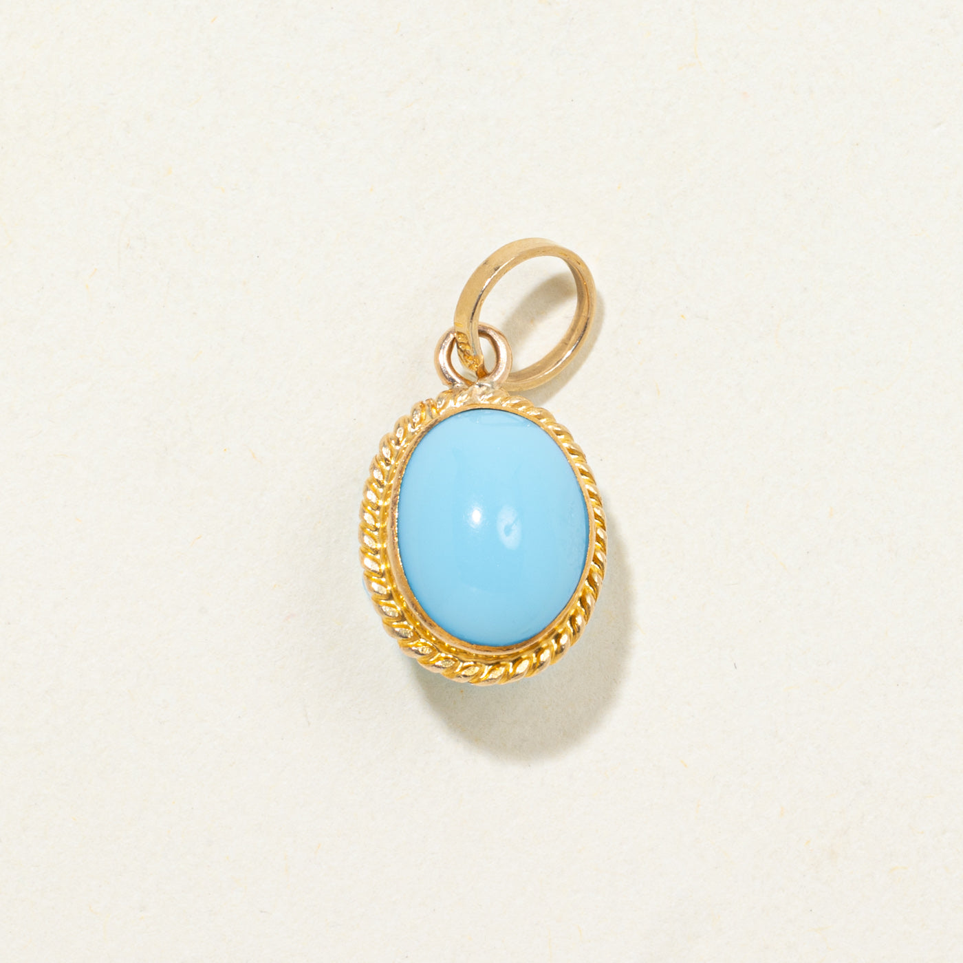 18K Solitaire Cabochon Turquoise Pendant | 5.00ctw