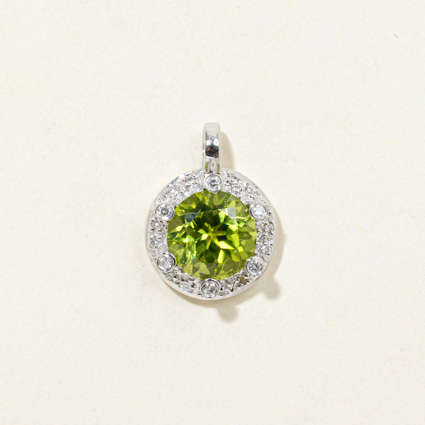 18K Peridot & Diamond Halo Pendant | 2.20ct, 0.15ctw