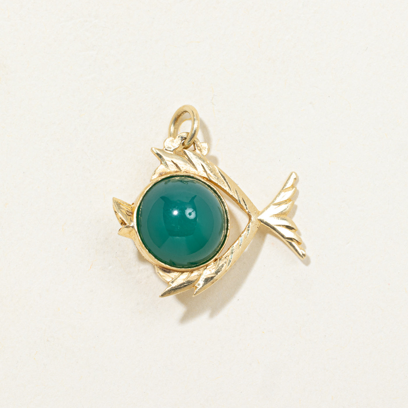 14K Chrysoprase Textured Fish Charm | 3.50ct
