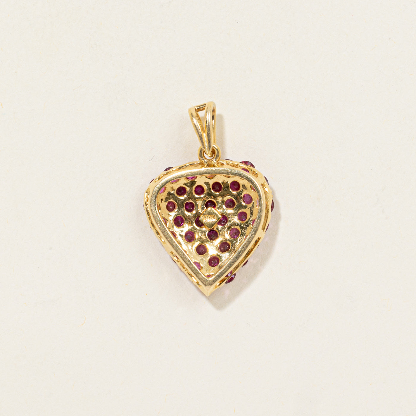 18K Pavé Set Ruby Heart Pendant | 2.77ctw