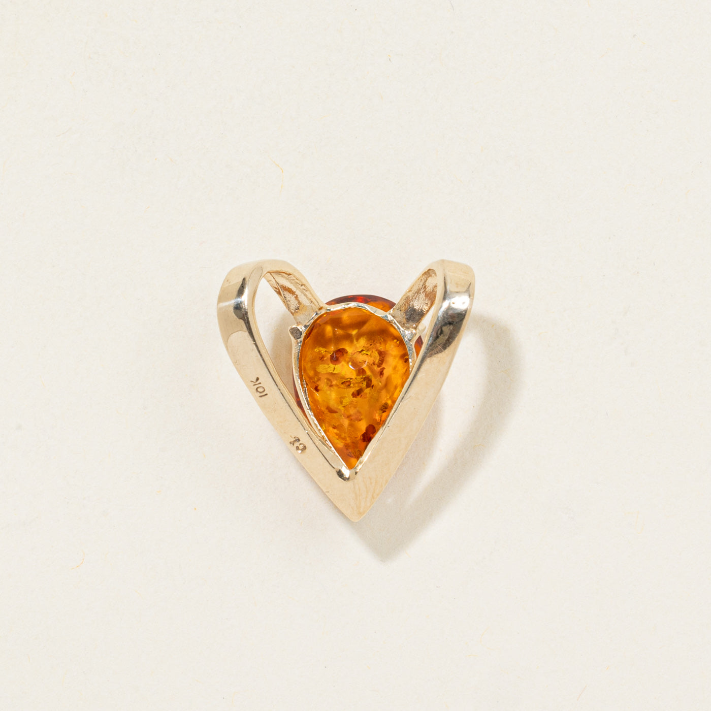 10K Pear Cut Amber Heart Pendant | 2.50ct