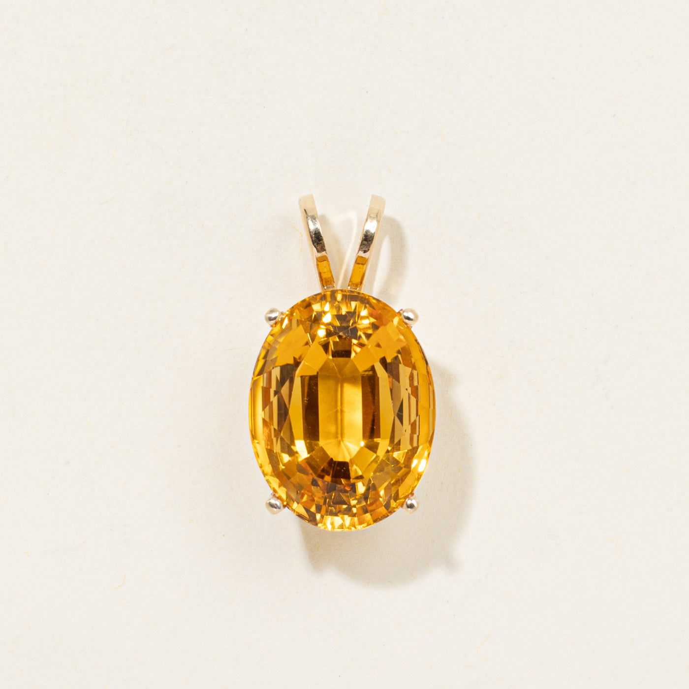 14K Oval Cut Citrine Pendant | 23.50ct