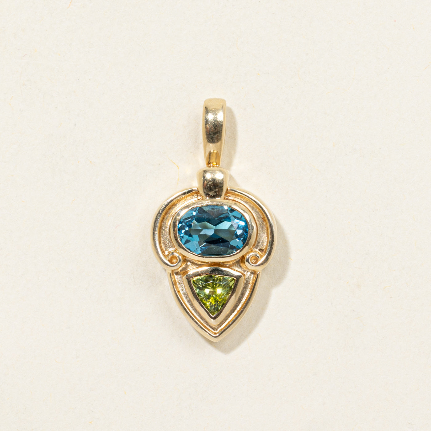 14K Topaz & Peridot Geometric Pendant | 1.13ctw