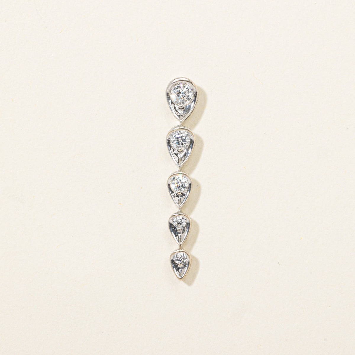 18k Bezel Set Diamond Column Teardrop Drop Pendant | 0.45ctw
