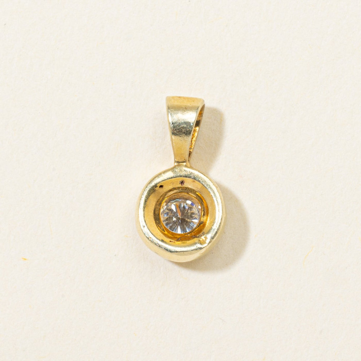 14k Two Tone Bezel Set Diamond Pendant | 0.10ct