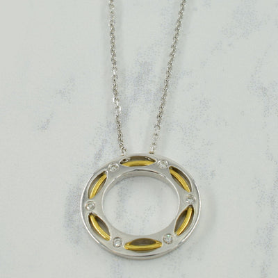 Two Tone Gold Diamond Necklace | 0.06ctw | 16