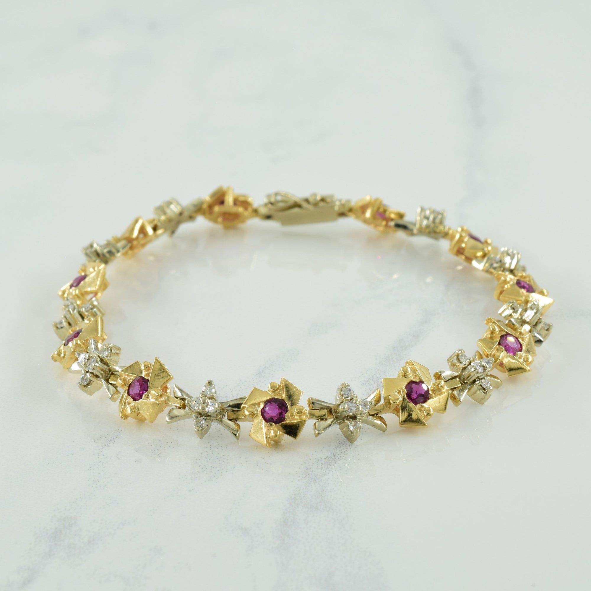 Ruby & Diamond Bracelet | 1.00ctw, 0.40ctw | 7.25