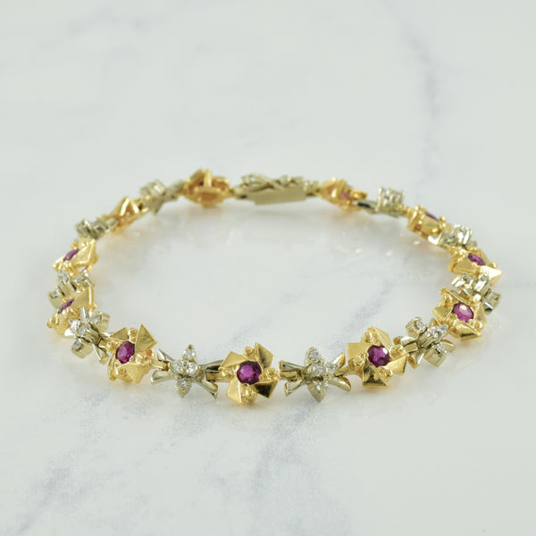 Ruby & Diamond Bracelet | 1.00ctw, 0.40ctw | 7.25