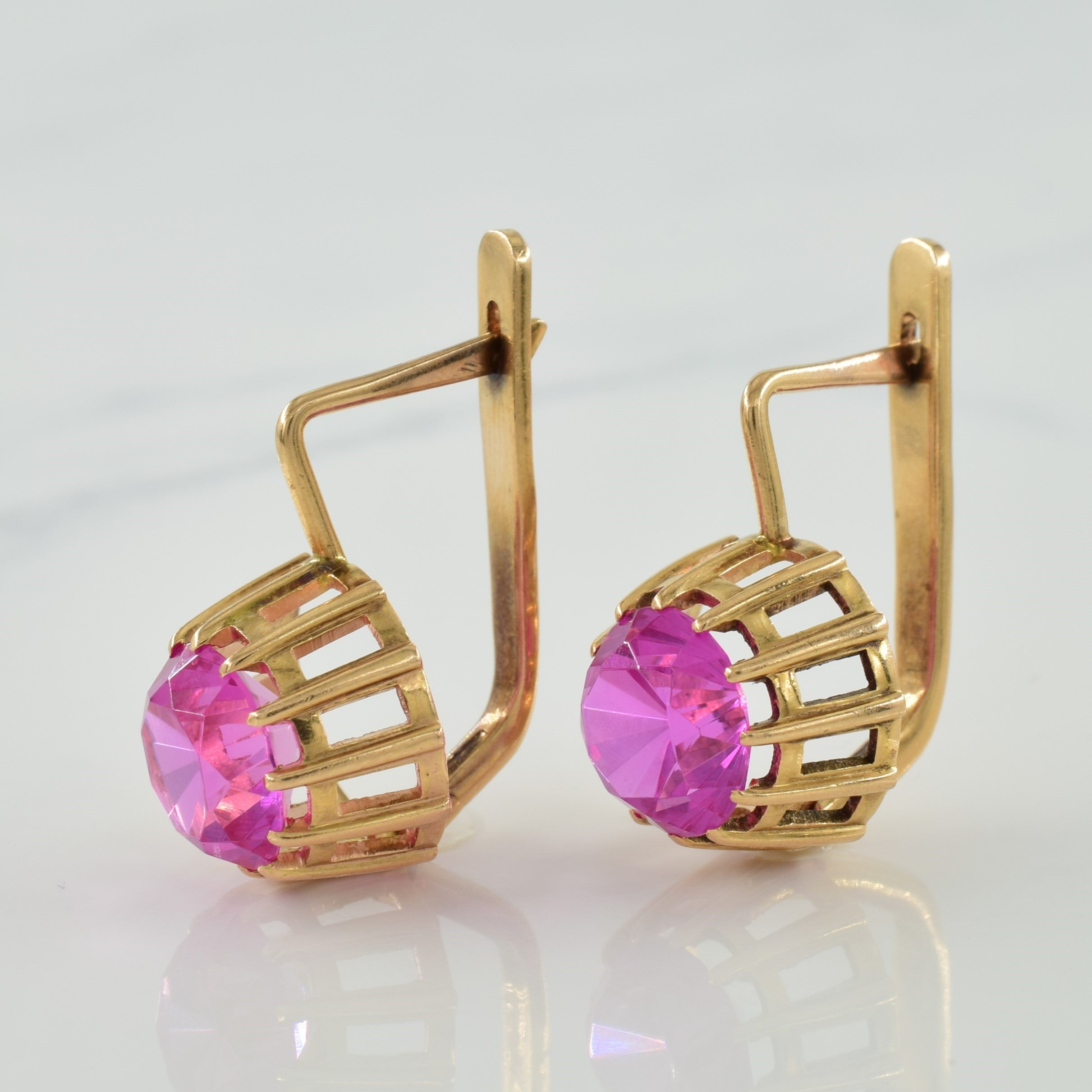 Synthetic Pink Sapphire Earrings | 7.00ctw |
