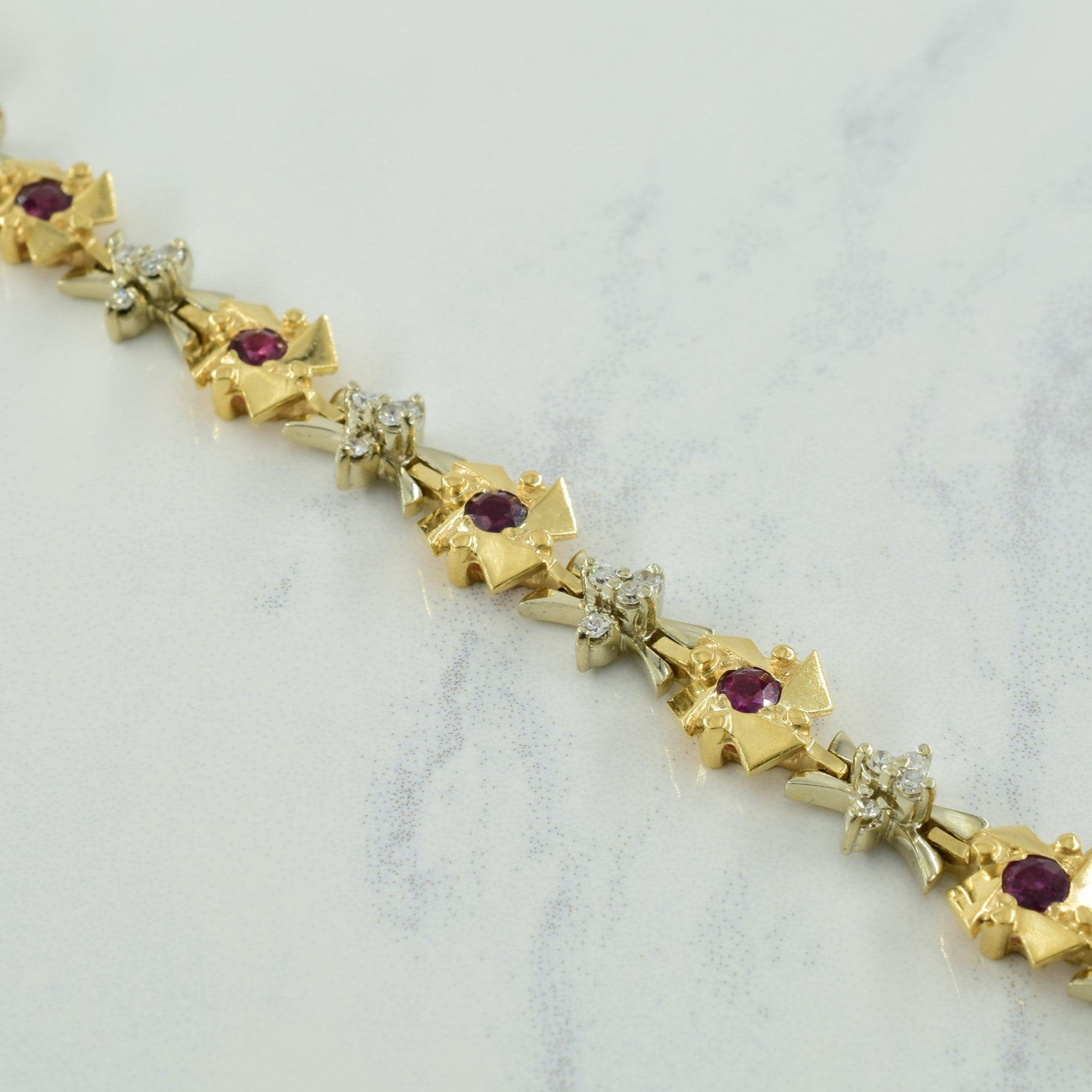 Ruby & Diamond Bracelet | 1.00ctw, 0.40ctw | 7.25