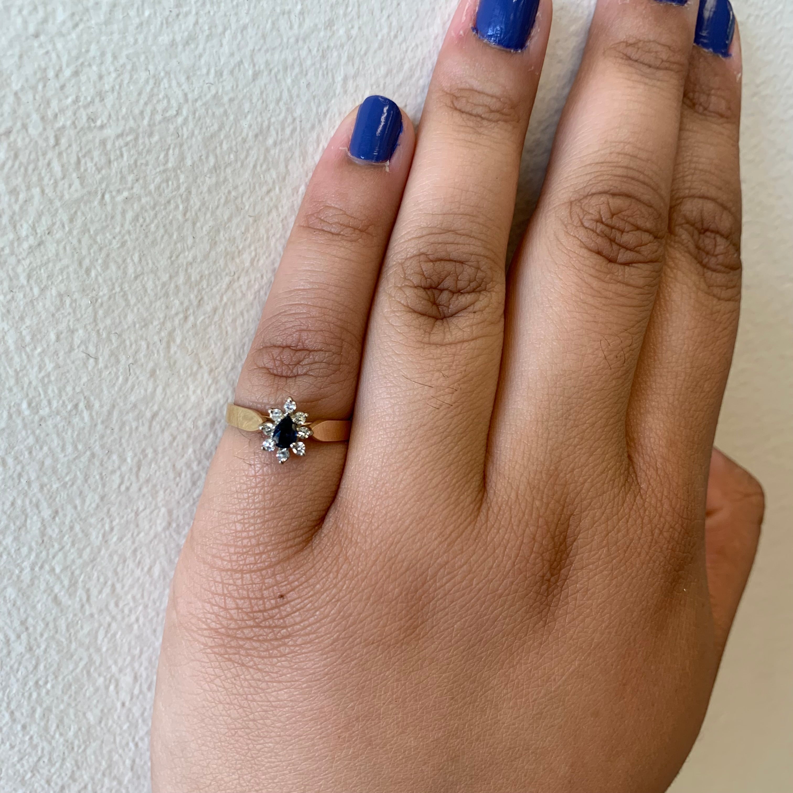 Sapphire & Diamond Halo Ring | 0.20ct, 0.12ctw | SZ 6 |