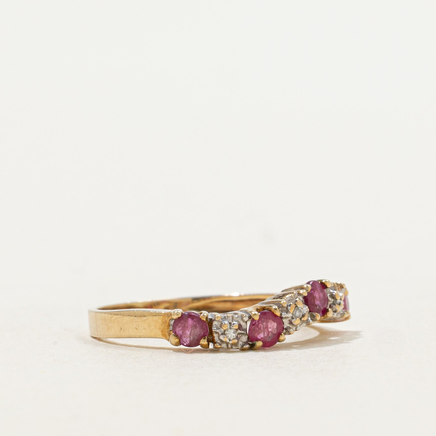 10K Ring with Diamond Accents with Ruby
