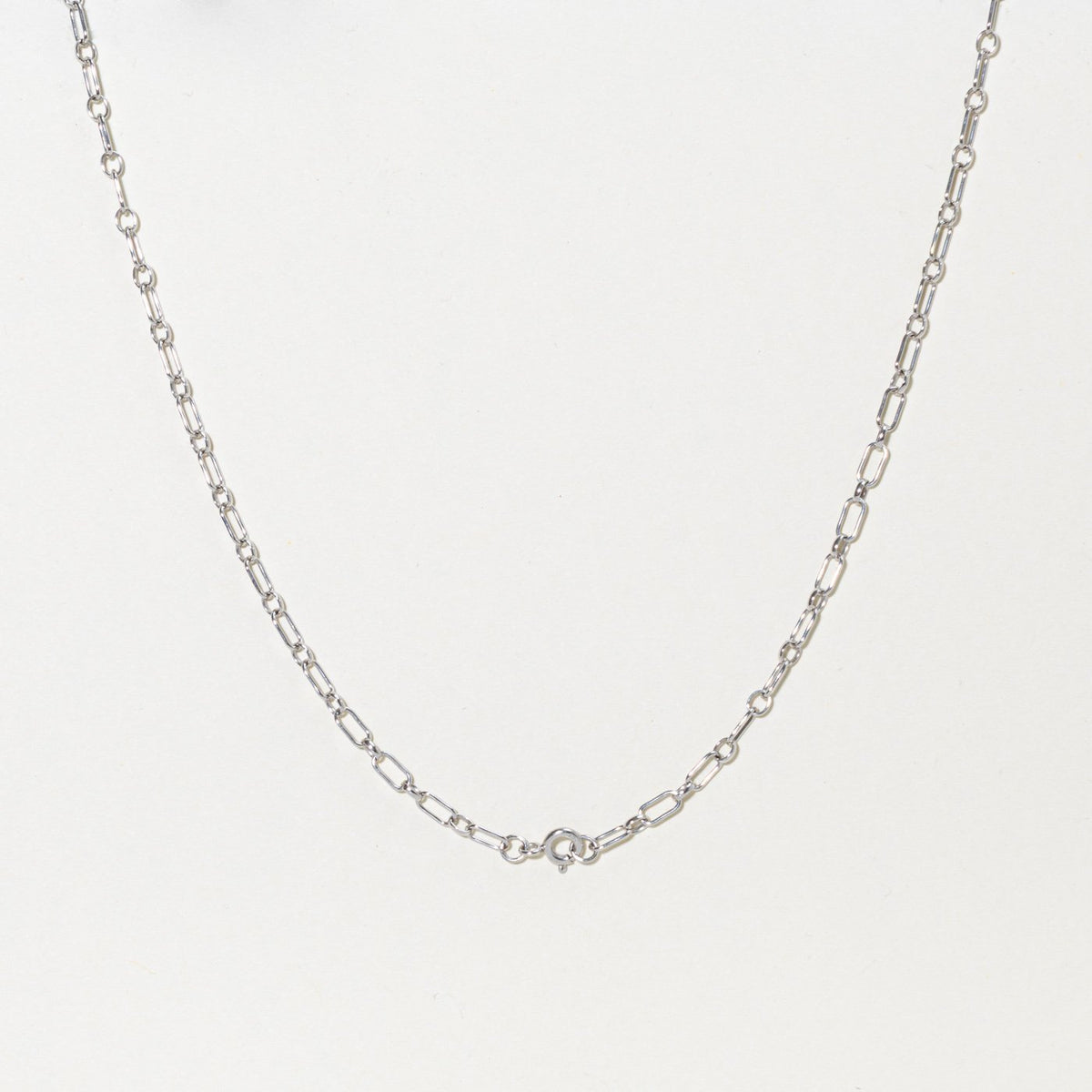18k White Gold Modified Paperclip Chain | 3mm | 15"