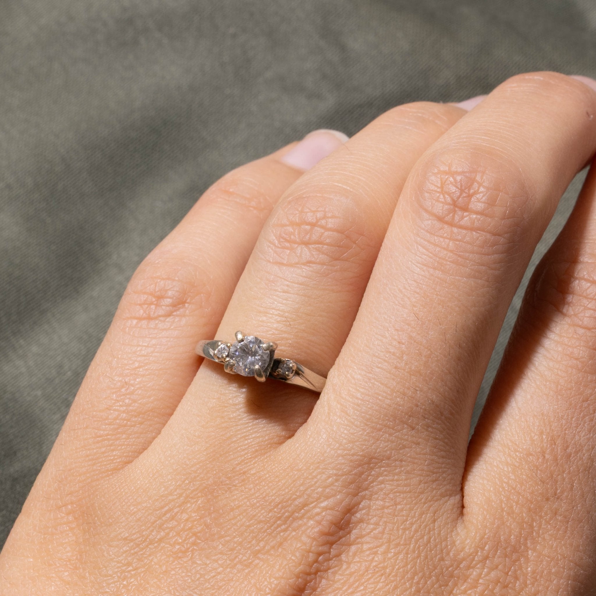 14k White Gold Prong Set Diamond Engagement Ring | 0.48ctw | SZ 6.25